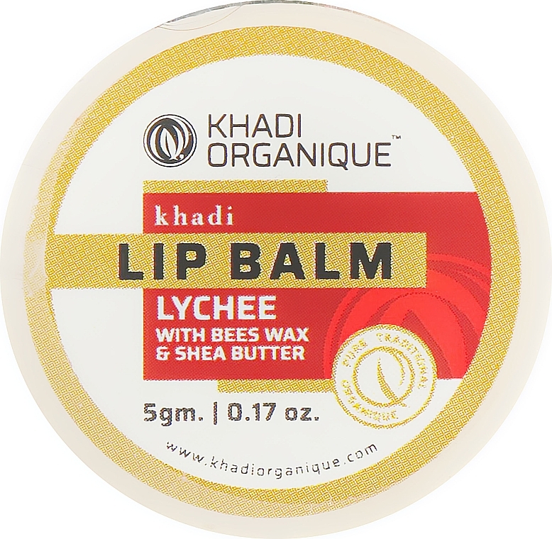 Natural Ayurvedic Lychee Lip Balm with Beeswax & Honey - Khadi Organique Lychee Lip Balm — photo N1