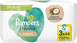 Baby Wet Wipes, 3x44 pcs - Pampers Harmonie Coco Body Wipes — photo N2