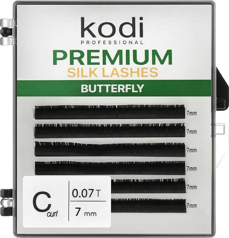 Butterfly Green C 0.07 False Eyelashes (6 rows: 7 mm) - Kodi Professional — photo N1