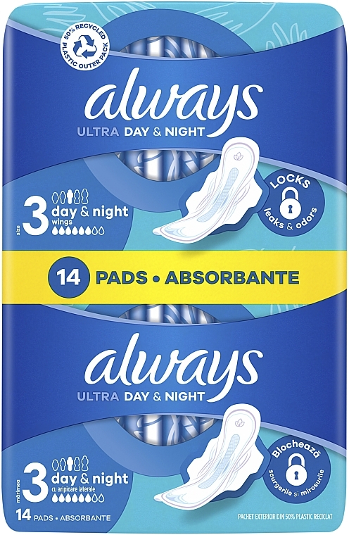 Sanitary Pads, 14pcs - Always Ultra Night Instant Dry — photo N1