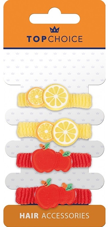 Elastic Hair Bands, 22944, 4 pcs, lemon & apple - Top Choice — photo N2