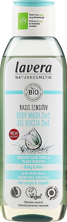 Shower Gel - Lavera Basis Sensitiv Body Wash 2 In 1 Organic Aloe Vera & Plant Keratin — photo N1