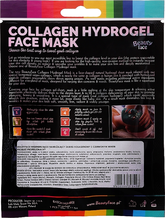 Red Wine Collagen Mask - Beauty Face Collagen Hydrogel Mask — photo N2