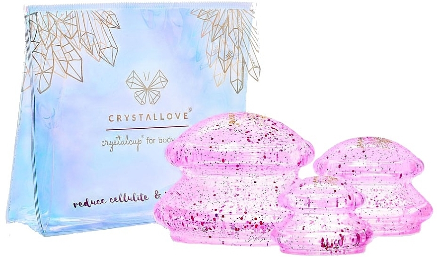 Body Massage Cups, pink - Crystallove Crystal Body Cupping Set Rose — photo N2