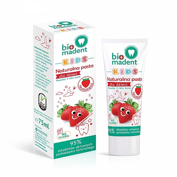 Kids Natural Fluoride-Free Strawberry Toothpaste, 3+ - Bio Madent Kids — photo N1