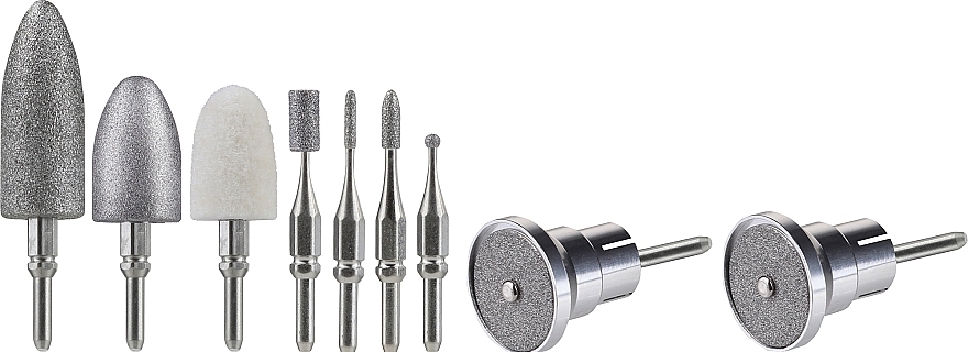 Manicure & Pedicure Nail Drill Bits, 9 pcs, sapphire and felt - Beurer MP 62 — photo N2