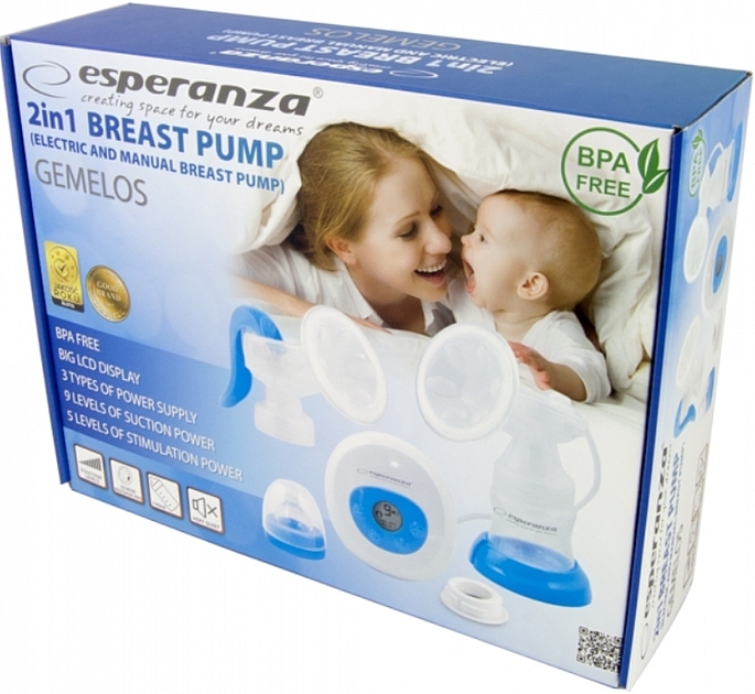 2in1 Breast Pump, blue - Esperanza ECM003B Gemelos — photo N2