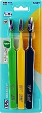 Toothbrush Set, 3 pcs, green+yellow+blue - TePe Colour Soft — photo N1