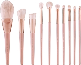 Makeup Brush Set, 10 pcs - Eigshow Morandi Series Coral Vegan Brush Set — photo N1