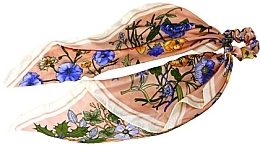 Scarf Scrunchie, peach with floral print - Lolita Accessories — photo N1