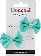 Fragrances, Perfumes, Cosmetics Hair Clips, 2 pcs, FA-5709, bow, turquoise - Donegal