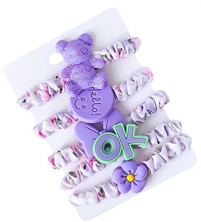 Hair Tie Set, 5 pcs, G126 - Ecarla — photo N1