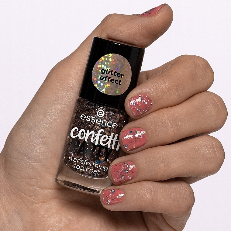 Glitter Top Coat - Essence Confetti Party Transforming Top Coat — photo N5