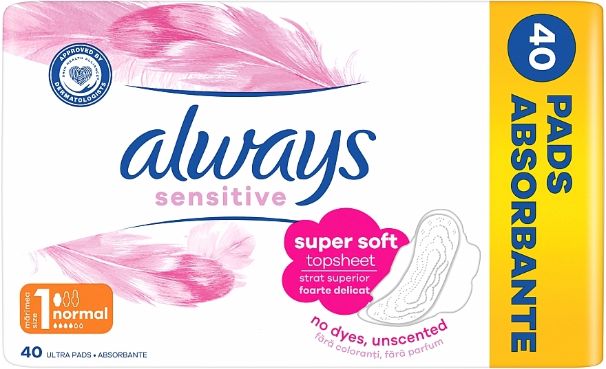 Sanitary Napkins, 40 pcs - Always Ultra Sensitive Normal Quattro — photo N4