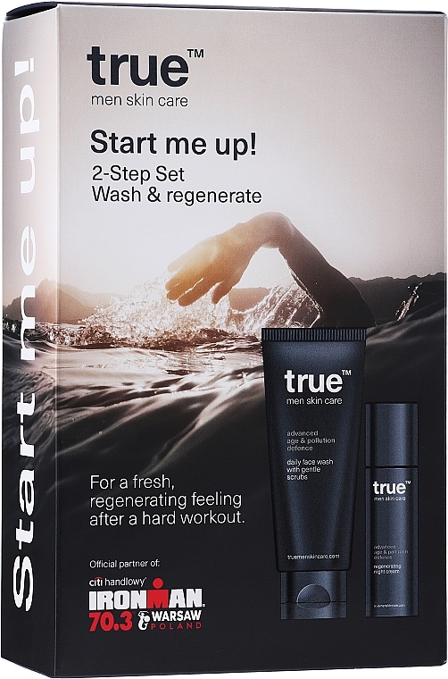 Set - True Men Skin Care Advanced Age & Pollution Defence Start Me UP! (f/cr/50ml + f/gel/200ml + bag/1pc) — photo N5