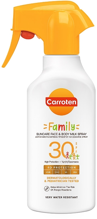 Family Sunscreen Milk Spray - Carroten Family Suncare Face & Body Milk Spray SPF30 — photo N1