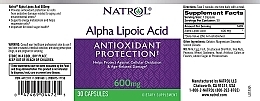 Alpha-Lipoic Acid, 600 mg - Natrol Alpha Lipoic Acid — photo N3