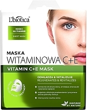 Face Sheet Mask 'Vitamin C + E' - L'biotica Home Spa Vitamin Mask C + E — photo N1