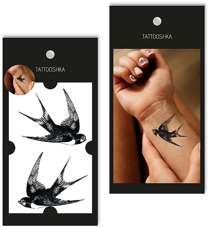 Temporary Tattoo "Two Swallows" - Tattooshka — photo N1