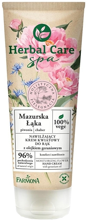 Moisturizing Flower Hand Cream with Geranium Oil "Masurian Meadow" - Farmona Herbal Care SPA Moisturizing Flower Hand Cream — photo N1