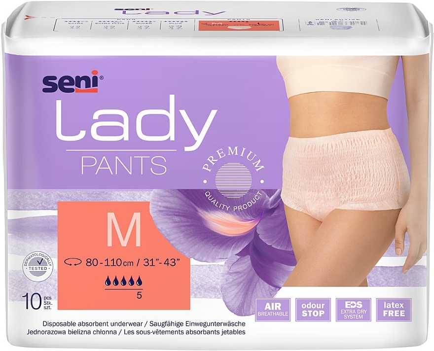 Women Absorbent Panties M, 80-110 cm, 10 pcs - Art Lady Pants — photo N1
