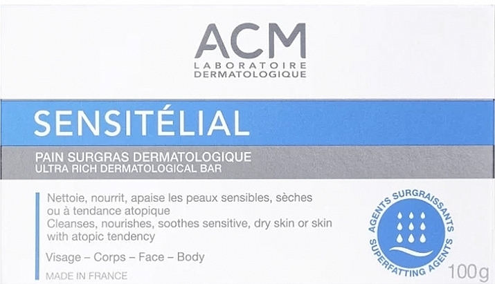 Face and Body Dermatological Soap  - ACM Laboratoires Sensitelial Dermatological Ultra-Rich Bar — photo N1