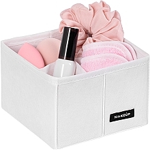 Fragrances, Perfumes, Cosmetics Storage Organiser with 4 Compartments 'Home', white 15x15x10 cm - MAKEUP Drawer Underwear Organizer White
