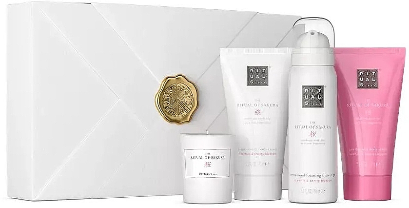 Set - Rituals The Ritual of Sakura (scr/70g + cr/70ml + foam/50ml + Candle/25g) — photo N1