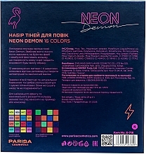 Neon Eyeshadow Palette, 16 shades - Parisa Cosmetics Neon Demon Eyeshadow Palette — photo N7