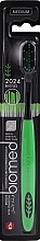 Toothbrush, medium, black-green - Biomed 2024 Black Medium Toothbrush — photo N1