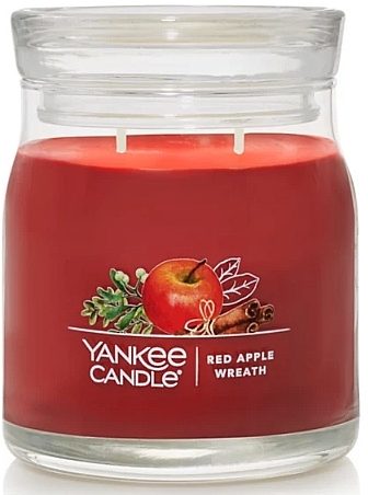 Scented Candle in Jar 'Red Apple Wreath', 2 wicks - Yankee Candle Singnature — photo N1