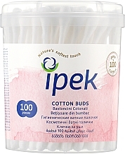 Cotton Buds in Round Box, 100 pcs - Ipek Cotton Buds — photo N1