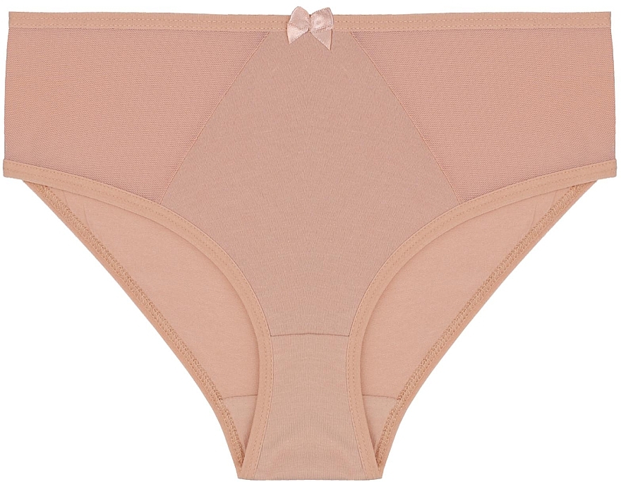 Women Bikini Panties with Transparent Inserts, beige - Moraj — photo N1