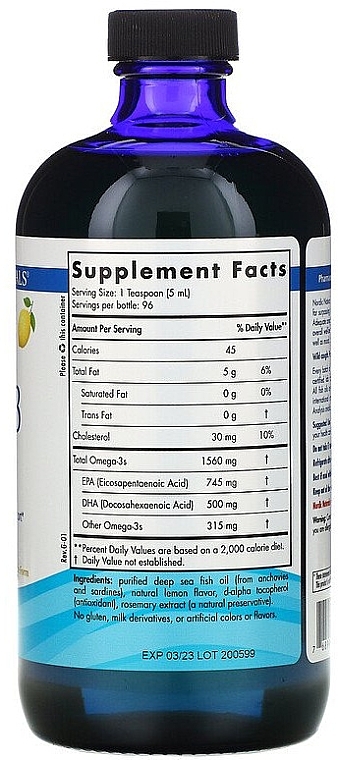 Dietary Supplement with Lemon Taste in Liquid "Omega 3" - Nordic Naturals Omega-3 Lemon Flavor — photo N4