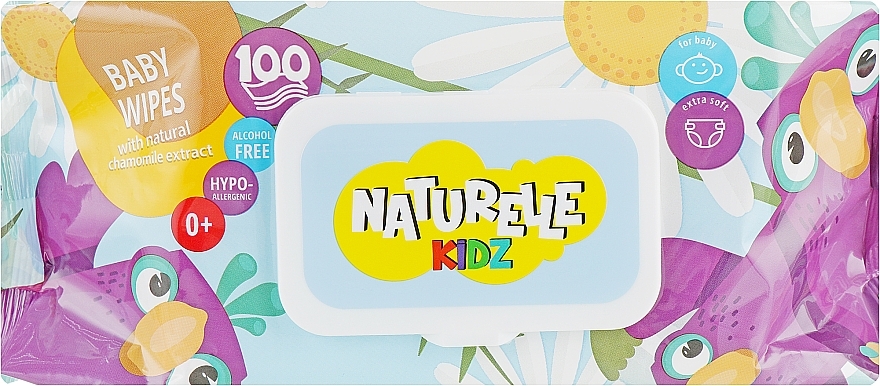 Baby Wet Wipes "Chamomile", 100 pcs - Naturelle Kidz — photo N1