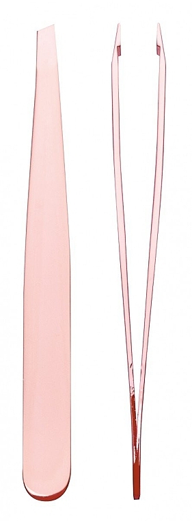 Slanted Tweezers, 9.5 cm, 1091/75RGB B - Titania Rose Gold — photo N1