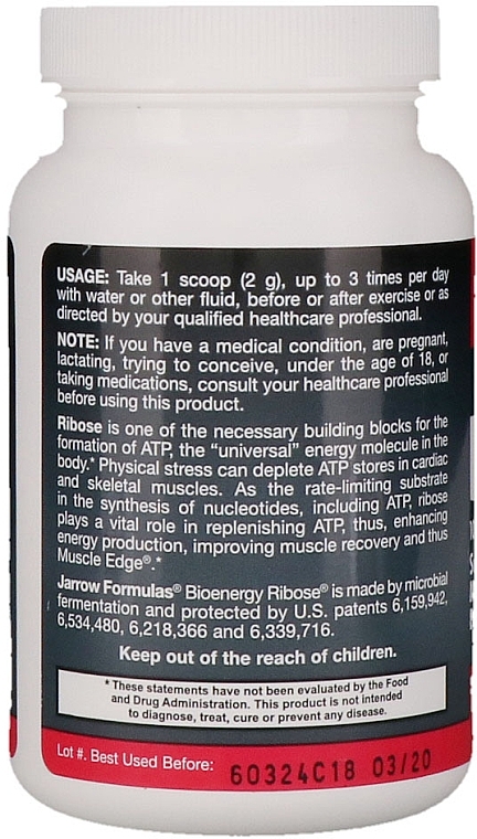 Food Supplement - Jarrow Formulas D-Ribose Powder — photo N3