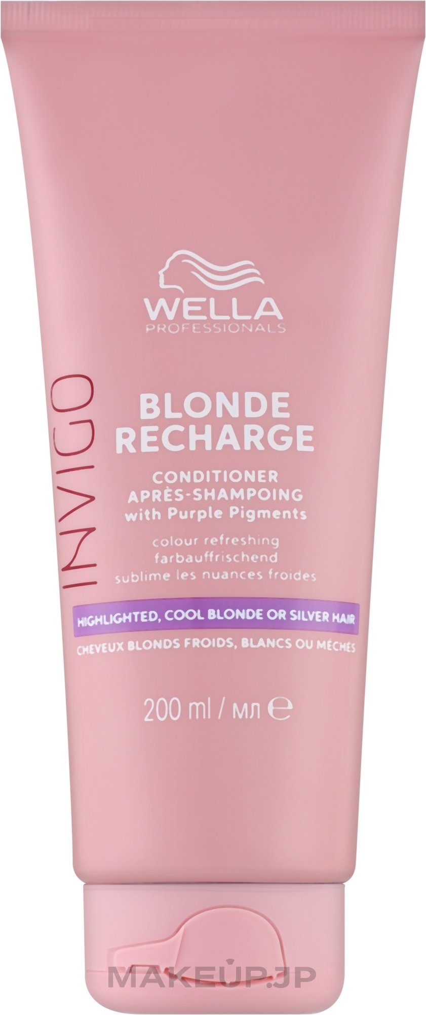 Conditioner for Highlighted & Cold Blonde Hair - Wella Professionals Invigo Blonde Recharge Color Refreshing Highlighted, Cool Blonde or Silver Hair Conditioner — photo 200 ml