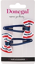 Fragrances, Perfumes, Cosmetics Hairclips, FA-5671, white with red and blue bow, 2 pcs - Donegal