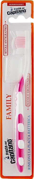 Family Toothbrush, soft, pink - Pasta Del Capitano Family Morbido — photo N1