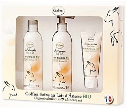 Fragrances, Perfumes, Cosmetics Set - Galeo Organic Donkey Milk Scincare Set (sh/gel/250ml + b/milk/250ml + h/cr/75ml)