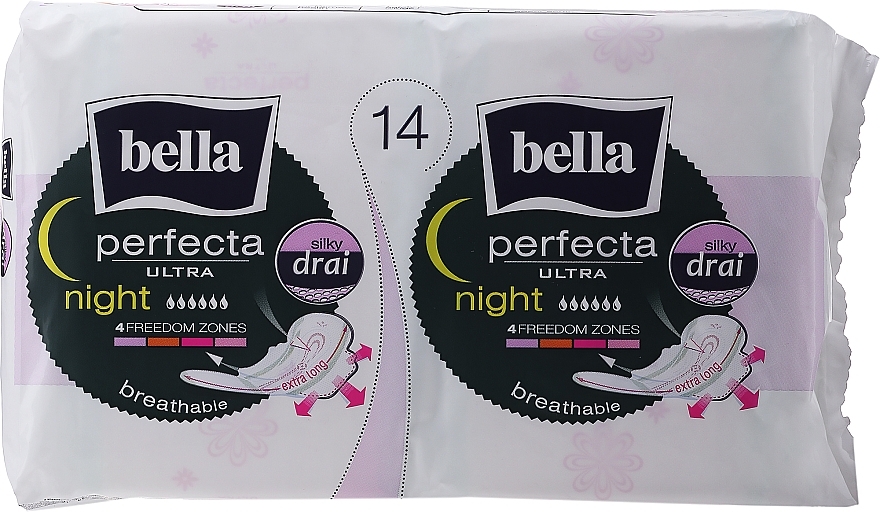 Sanitary Pads Perfecta Ultra Night Silky Drai, 7+7 pcs - Bella  — photo N1