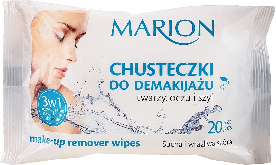 Makeup Remover Face, Eye & Neck Wipes, 20 pcs - Marion — photo N1