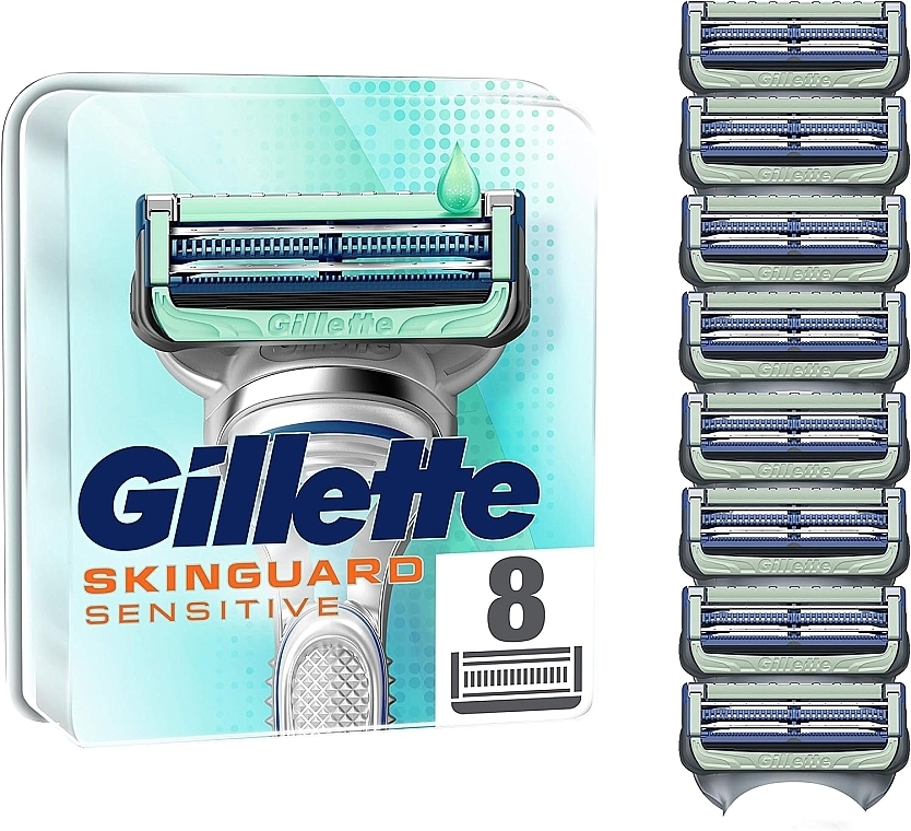 Replaceable Shaving Cassettes, with aloe vera, 8 pieces - Gillette SkinGuard Sensitive — photo N1