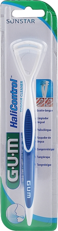 Tongue Cleaner Brush & Scraper, blue - G.U.M Dual Action Tongue Cleaner Brush And Scraper — photo N1