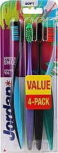 Fragrances, Perfumes, Cosmetics Toothbrush Soft , 4 pcs, black-blue + green-violet + black-orange + green-orange - Jordan Ultimate You Soft Toothbrush