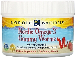 Fragrances, Perfumes, Cosmetics Dietary Supplement with Strawberry Flavor "Omega-3", 63 mg - Nordic Naturals Gummy Worms