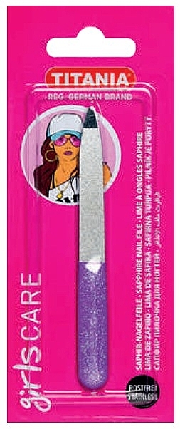 Nail File, stainless steel, 10 cm, shiny purple, in blister - Titania — photo N1