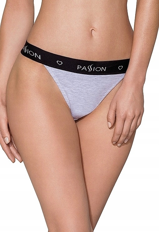 Cotton Tanga Panties with Wide Elastic Band PS015, grey - Passion — photo N1