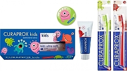 Fragrances, Perfumes, Cosmetics Fluoride Toothpaste Set "Strawberry", green/red toothbrush - Curaprox (t/past/60ml + t/br/2pcs)